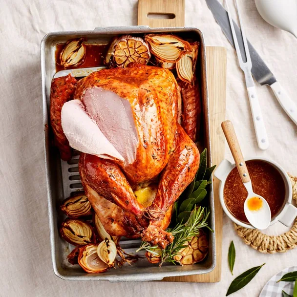Citrus brined turkey with herb butter