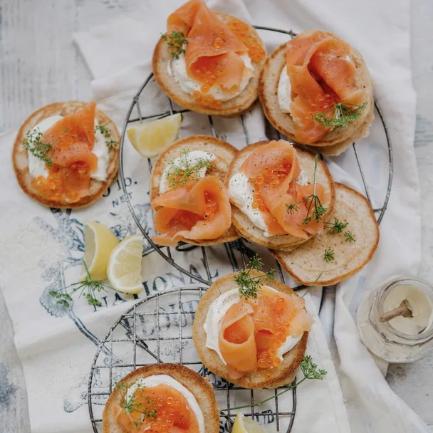 Blini recipe with smoked salmon