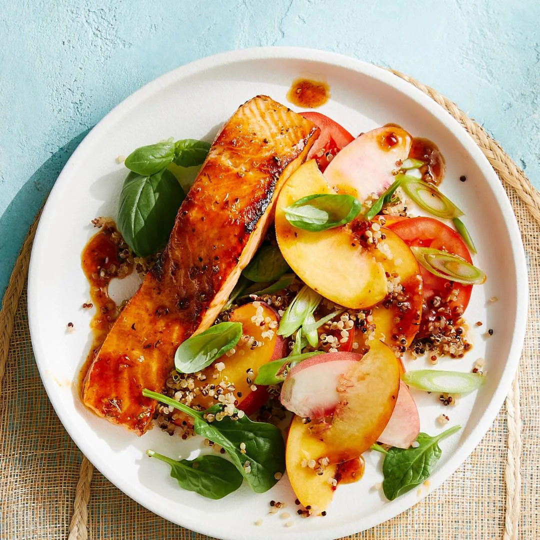 Air fryer hot honey salmon salad