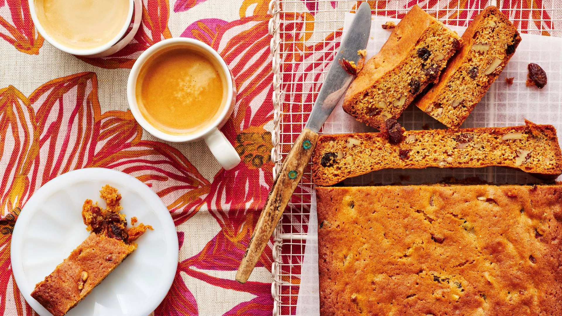 Golden syrup slice served with coffee