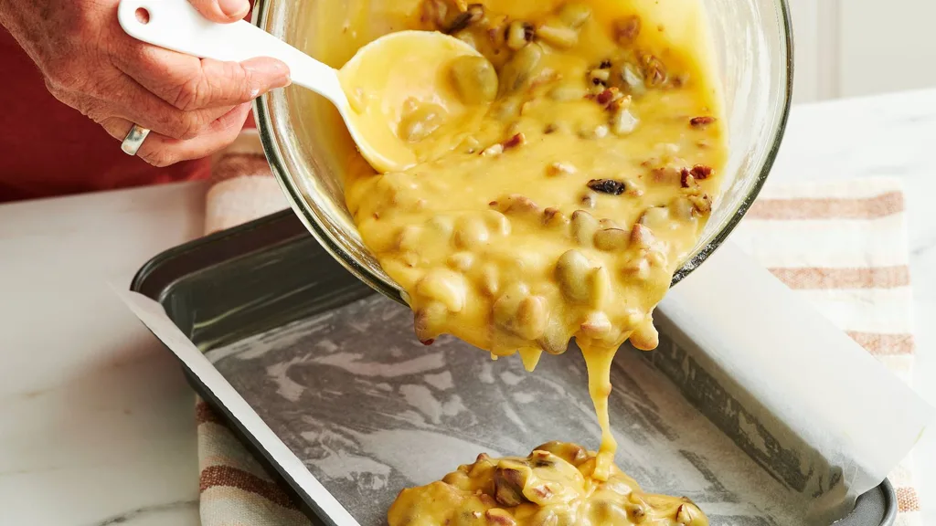 Pour golden syrup slice mixture into prepared pan