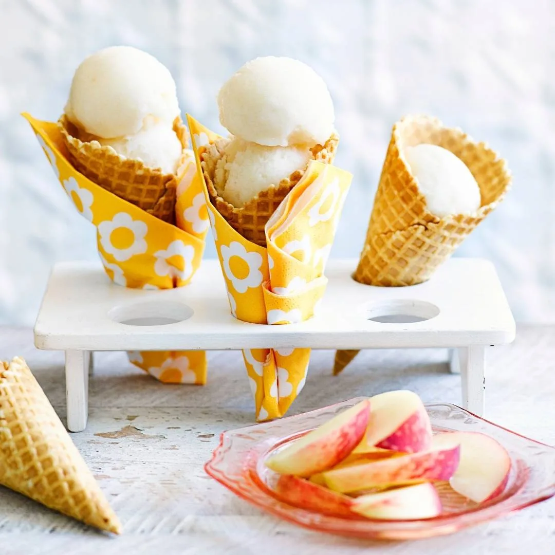 Julie Goodwin’s peach sorbet in cones
