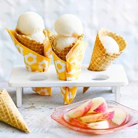 Julie Goodwin’s peach sorbet in cones
