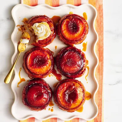 Mini stone fruit tarte tatins