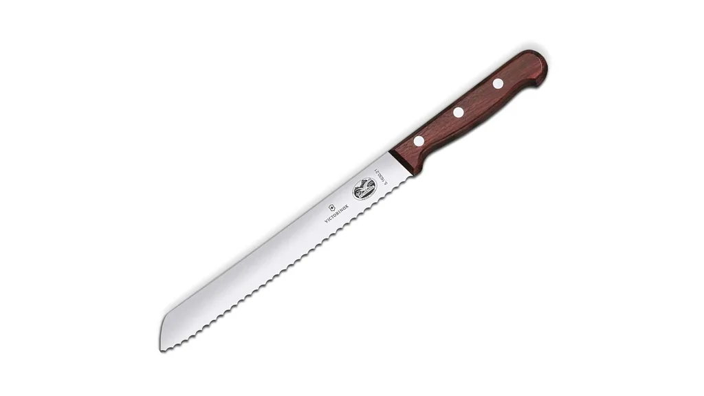 Victorinox serrated bread knife with wavy edge and maple handle