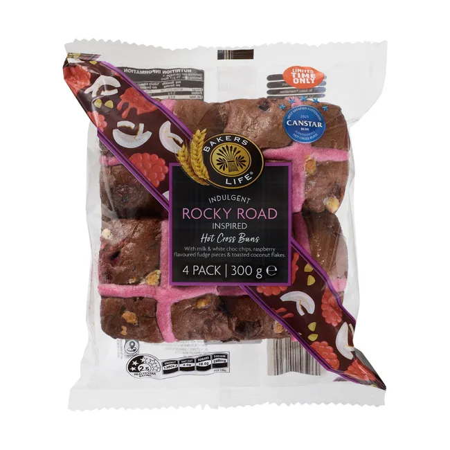 packet of Bakers Life Rocky Road inspired Hot Cross Buns &ndash; ALDI