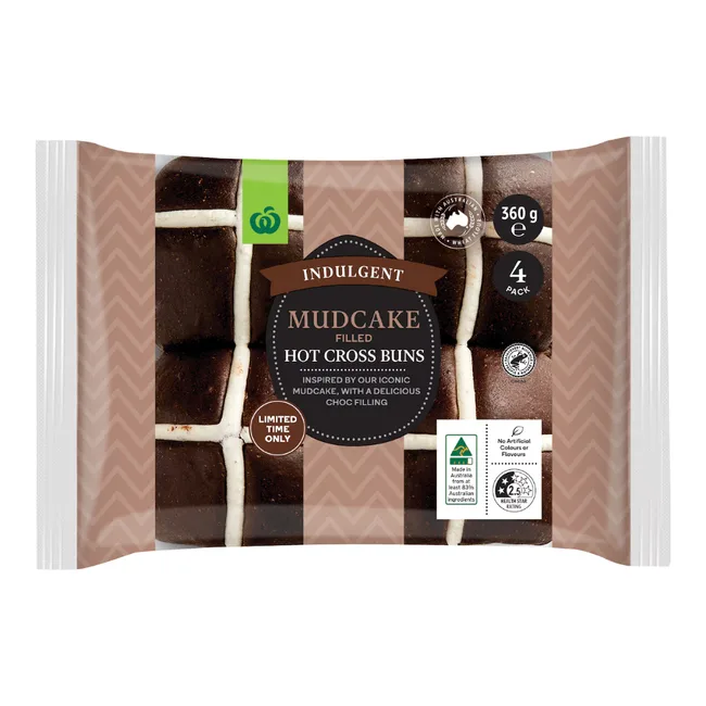 packet of Mudcake Hot Cross Buns &ndash; Woolworths