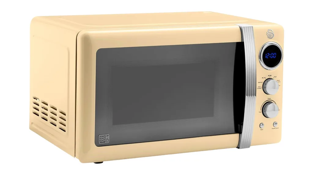 Swan SM22030LCN Retro LED Digital Microwave with Glass Turntable - cream