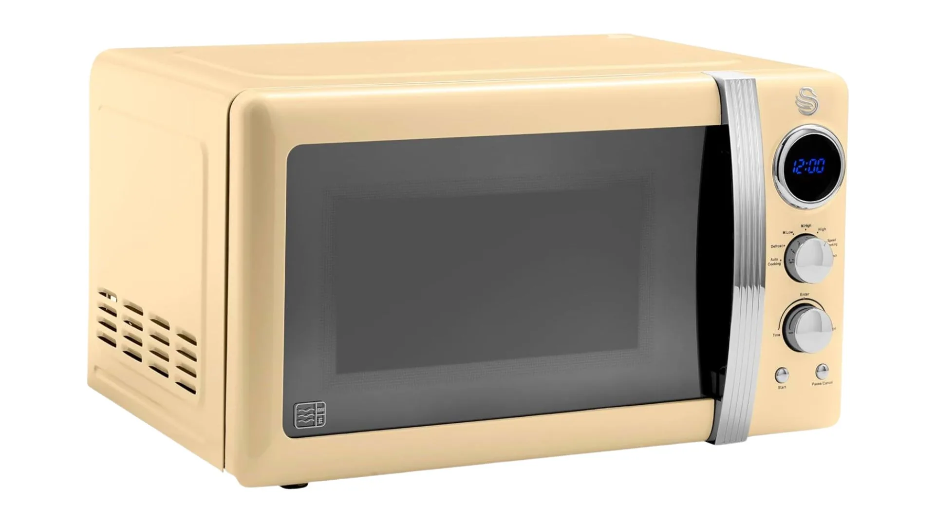 Swan SM22030LCN Retro LED Digital Microwave with Glass Turntable - cream