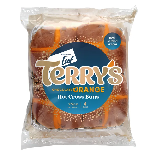 packet of Terry&rsquo;s Chocolate Orange Hot Cross Buns &ndash; IGA