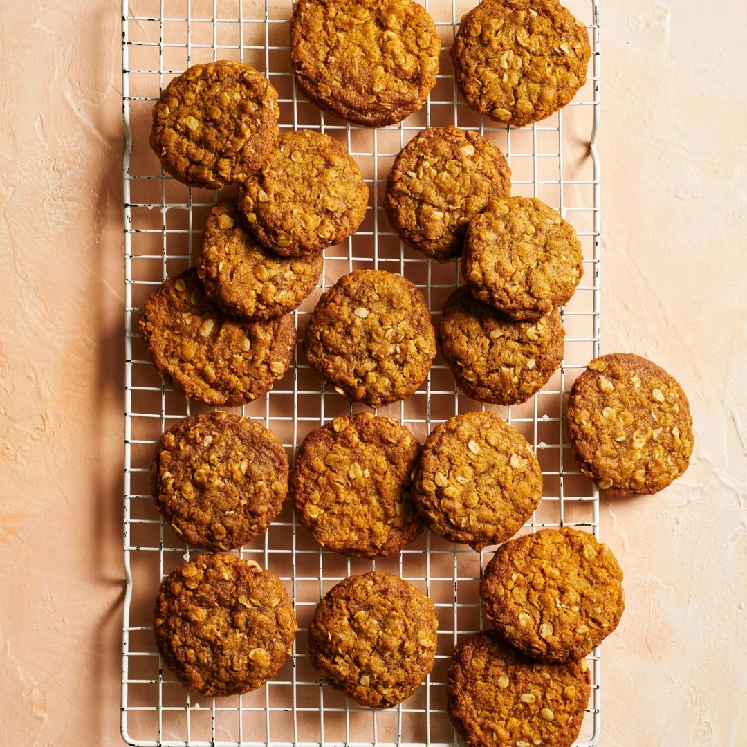 anzac biscuits on a wire rack