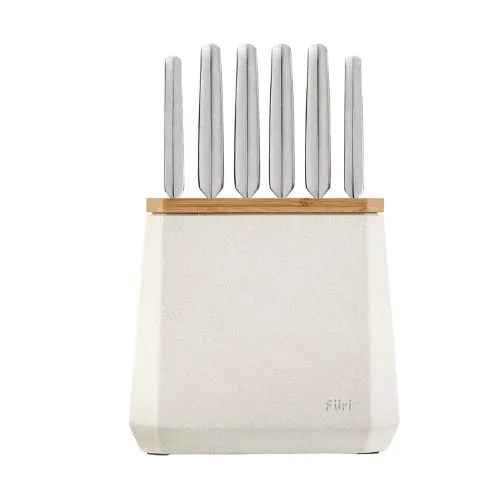 Furi Pro Stone 7pc Knife Block Set Snow Terrazzo