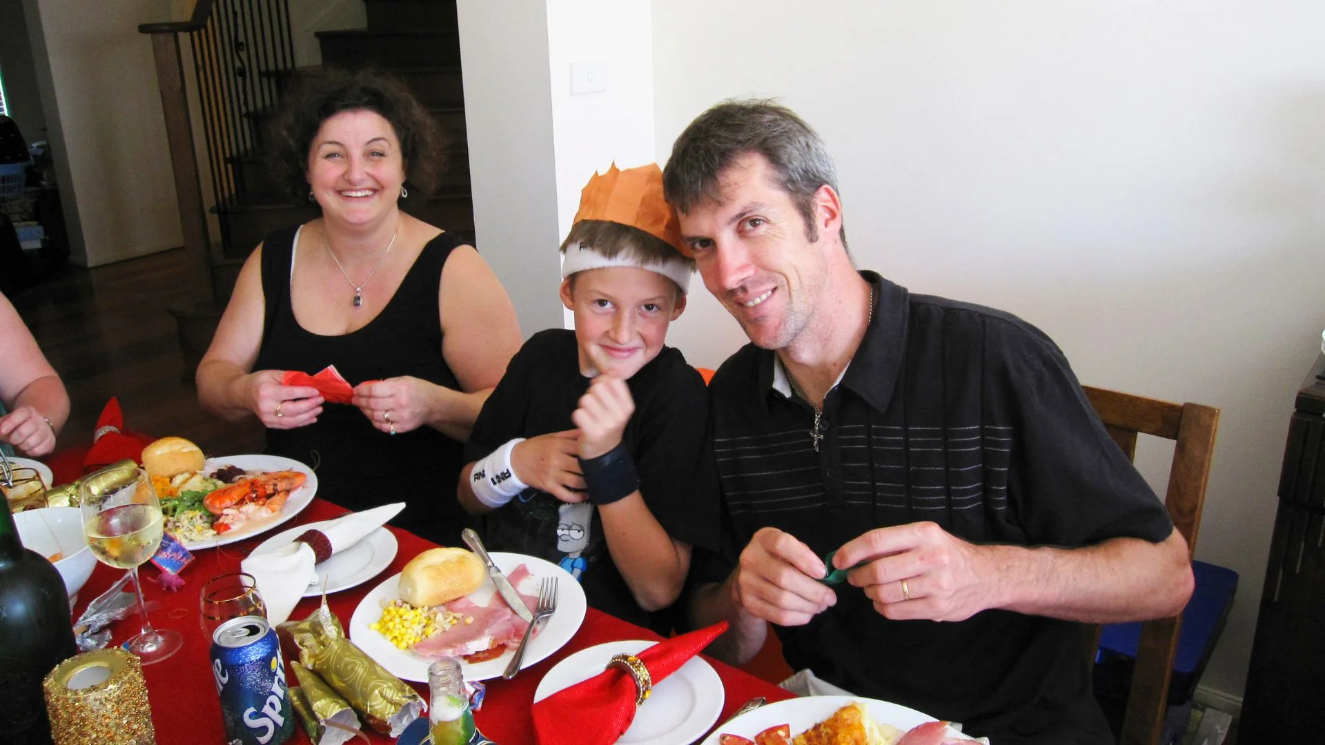 Julie Goodwin and family at a Christmas table
