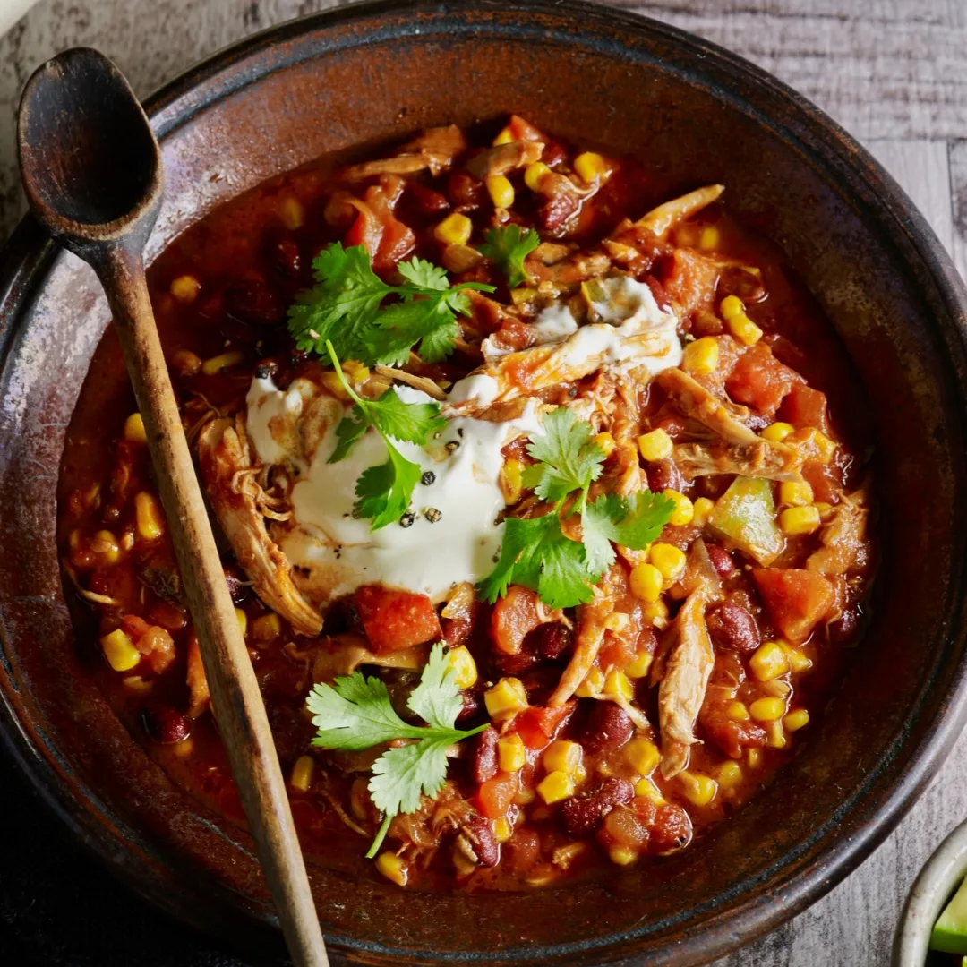 slow cooker mexican chicken in a bowl