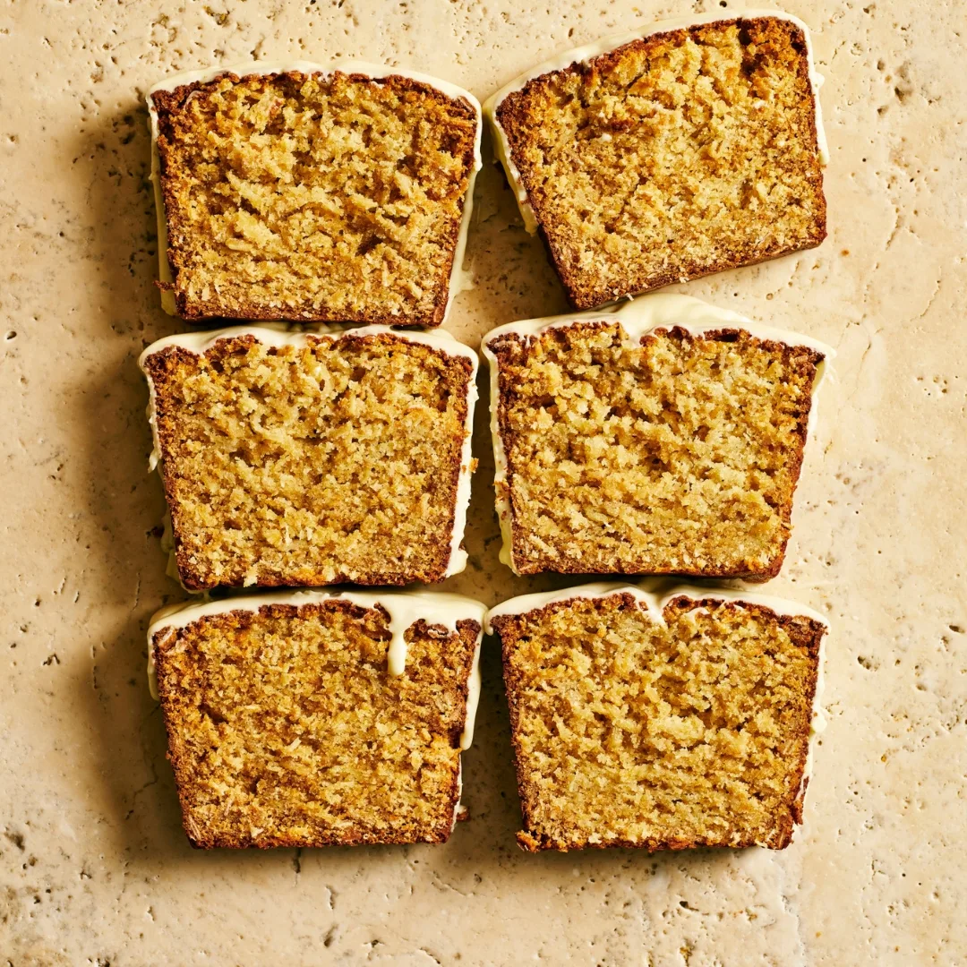 six individual loaf cake slices