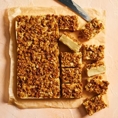 Anzac caramel fudge with crumble topping