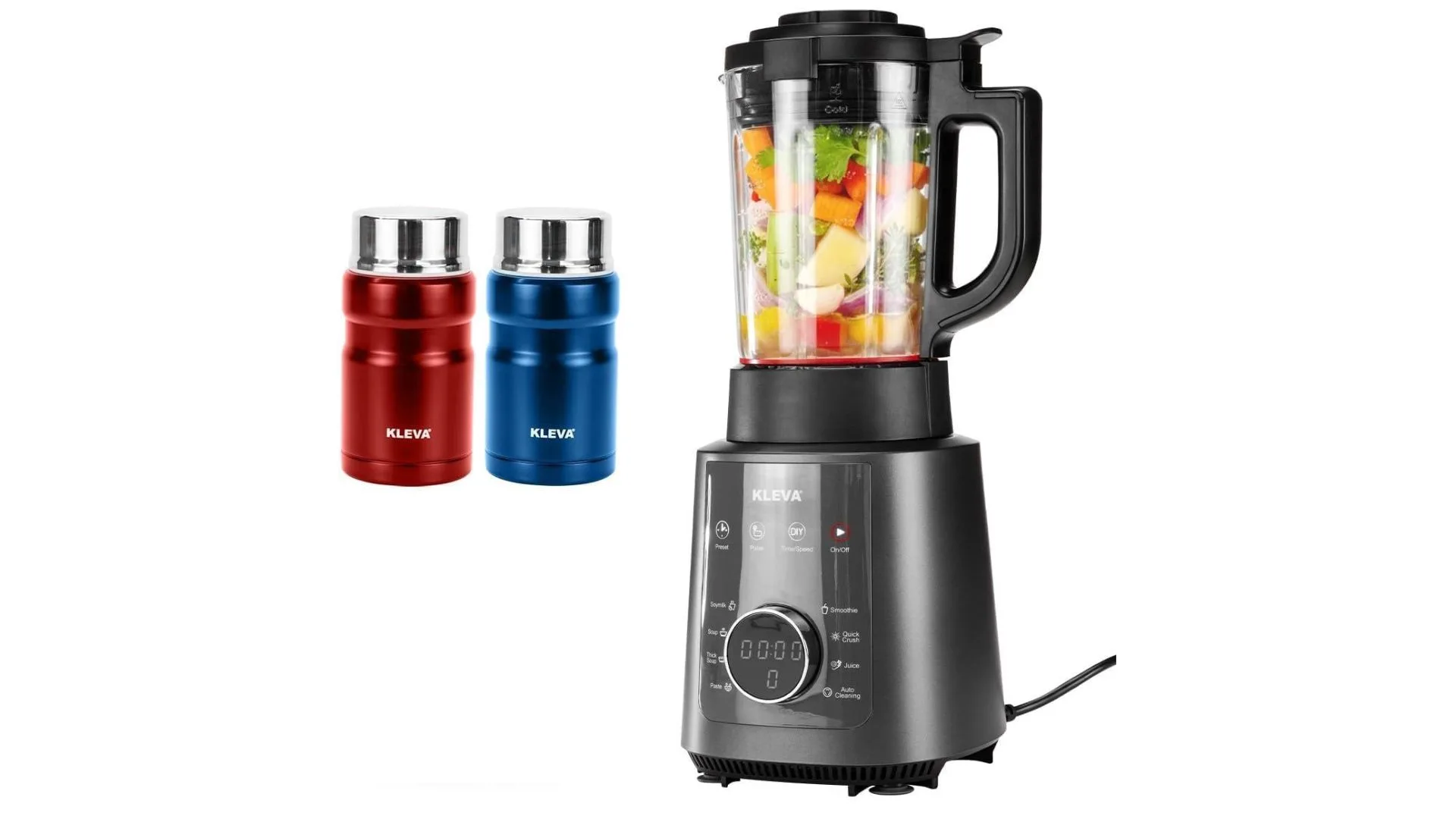 Mealio&reg; Hot & Cold Blender - Professional Soup Maker & Smoothie Blender in 1 + FREE 2 Soup Flasks + Recipe E-Book