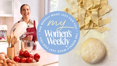 Laura Sharrad with her egg pasta dough in a ball and cut as pappardelle