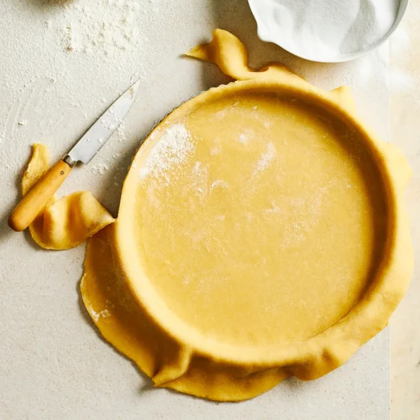 shortcrust pastry in a circle tin