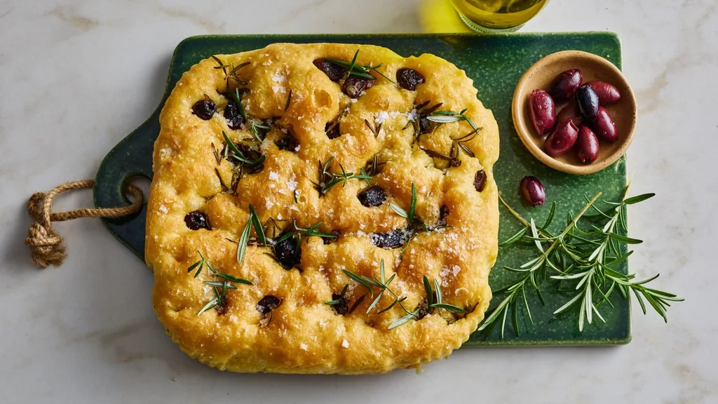 air fryer focaccia with olives and rosemary