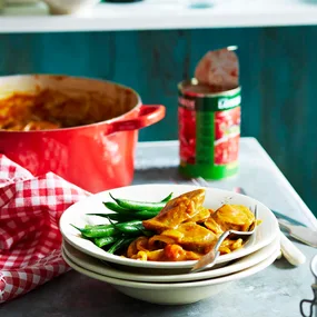 sweet curried sausages