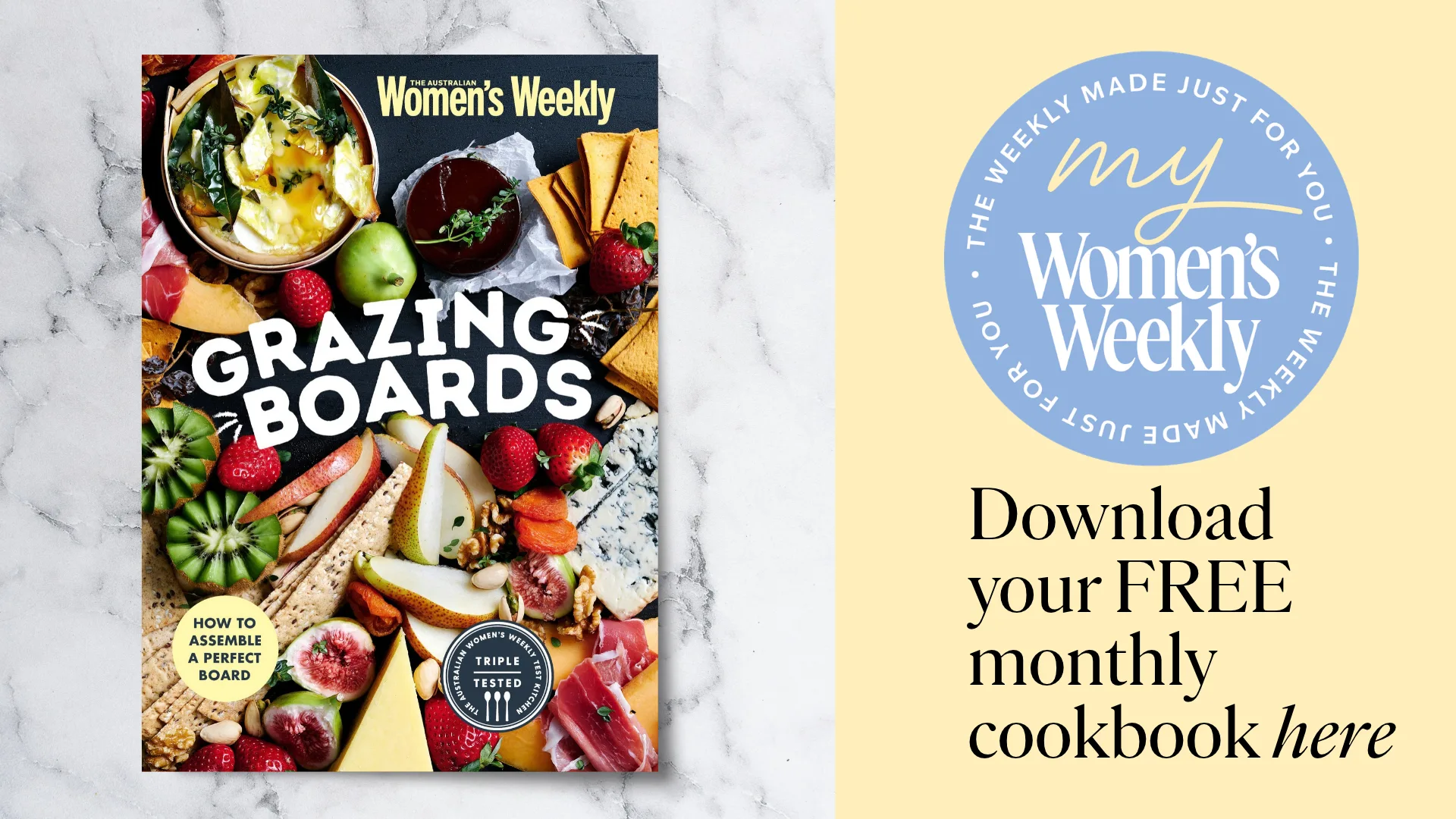 Cover of the Grazing Boards downloadable cookbook for My Women's Weekly members