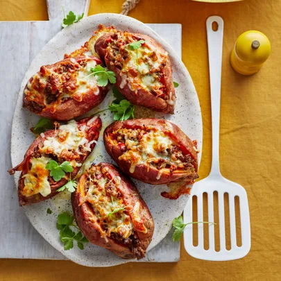 Loaded sweet potatoes