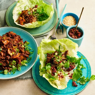 Sticky Korean BBQ beef & shiitake san choy bow