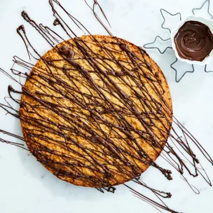 honey oat slice drizzled with chocolate