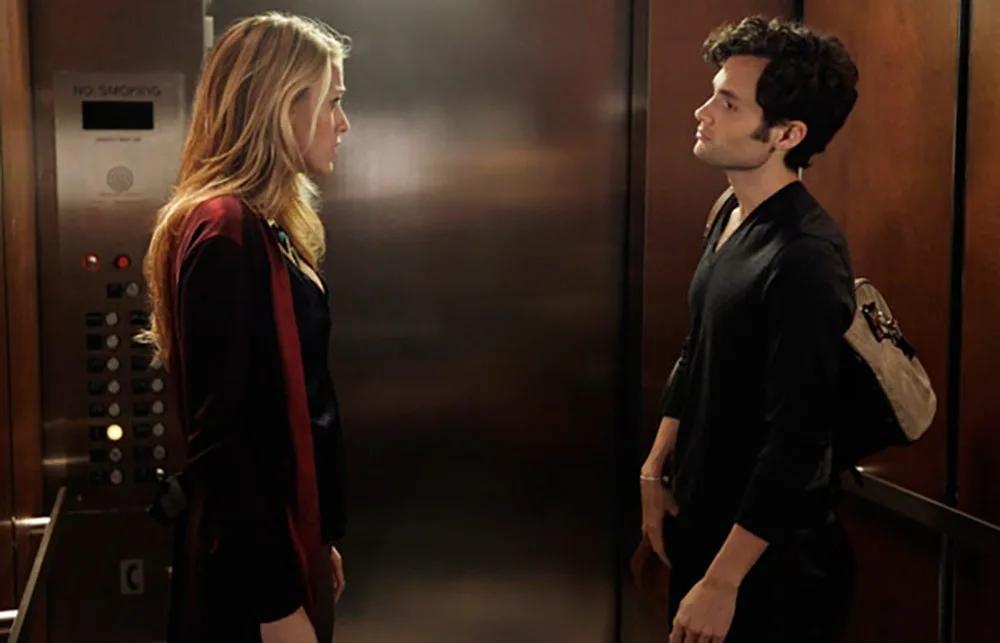 Dan and serena in elevator