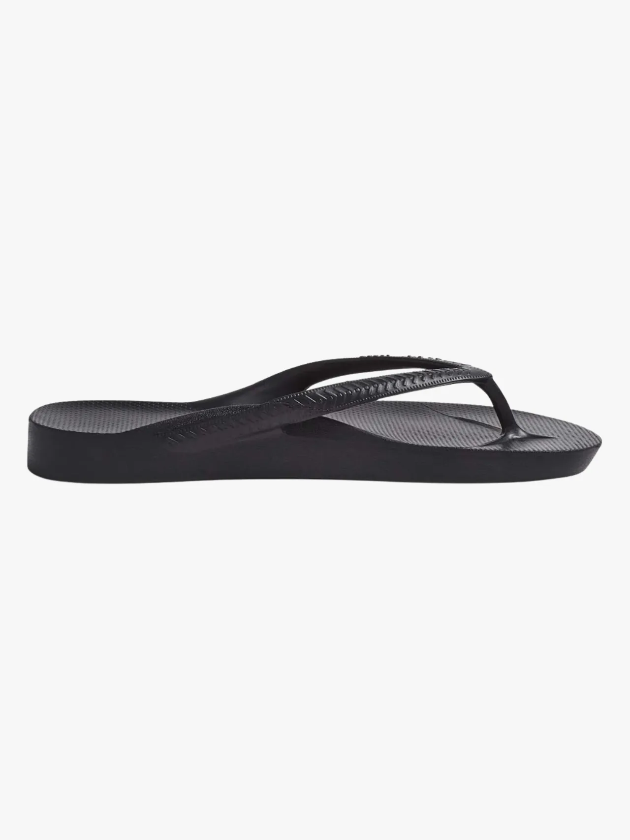 black rubber thongs with arch support