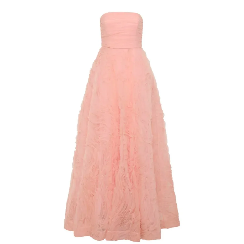 strapless pink spring summer wedding dress black tie