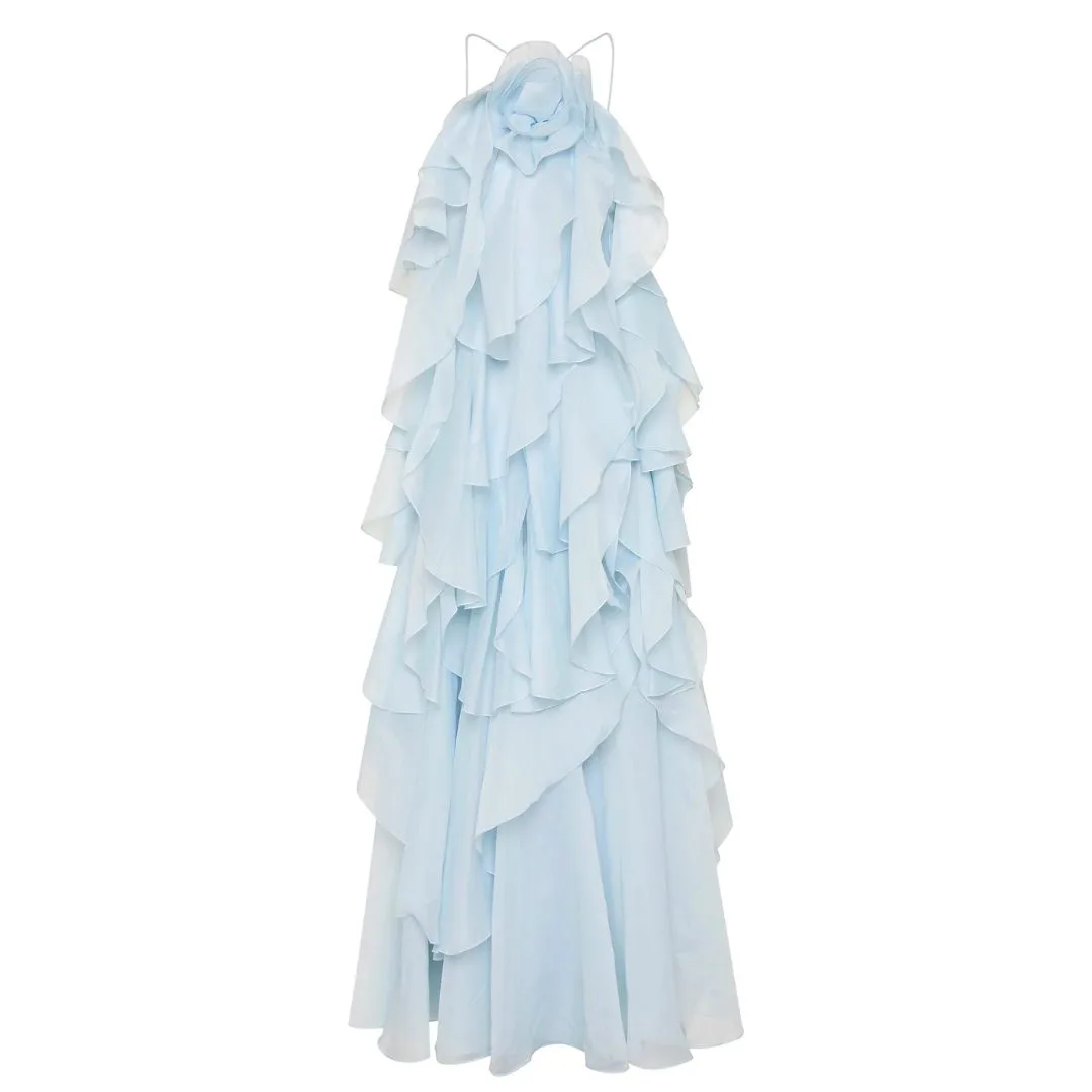 blue ruffle wedding guest dress summer