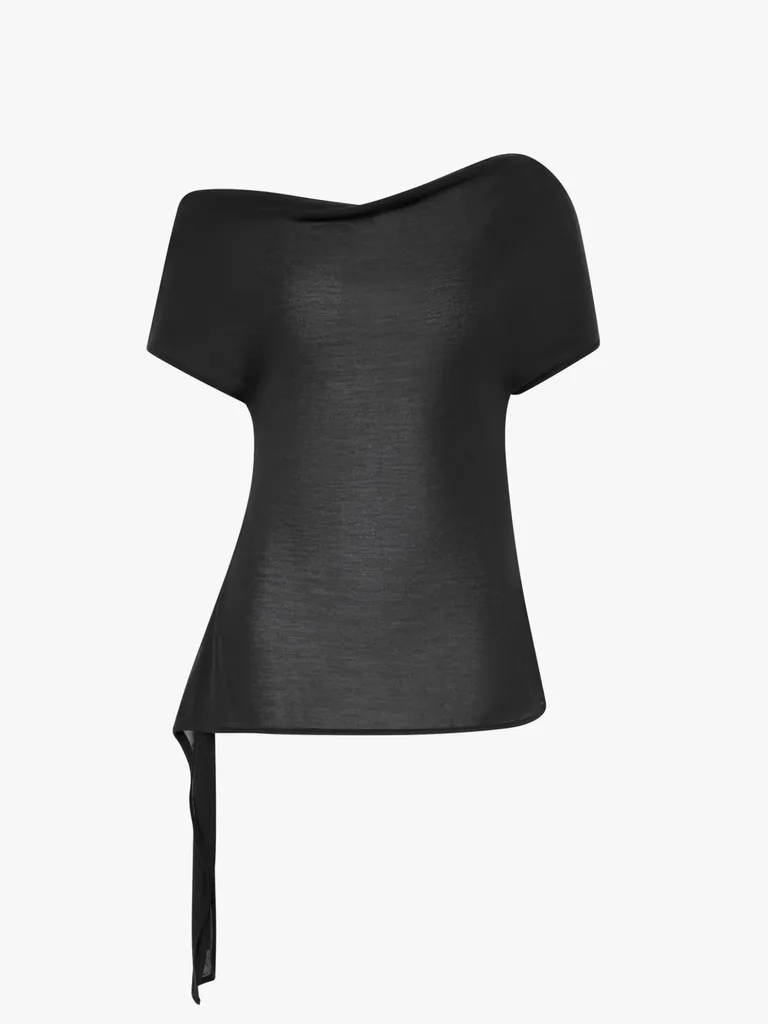 St Agni Off shoulder tshirt top in black