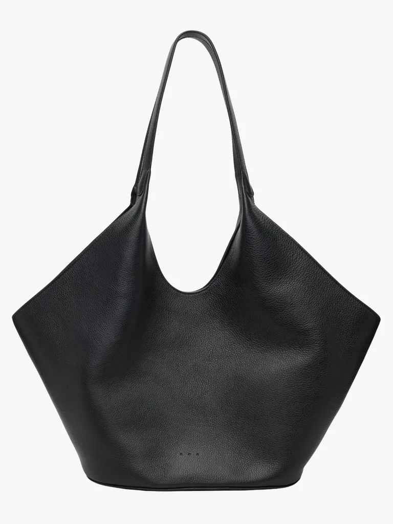 black leather tote bag