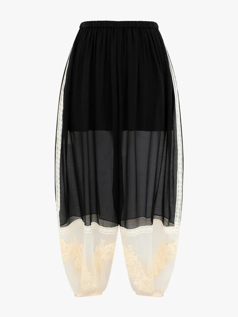 zimmermann black sheer pants with lace trim