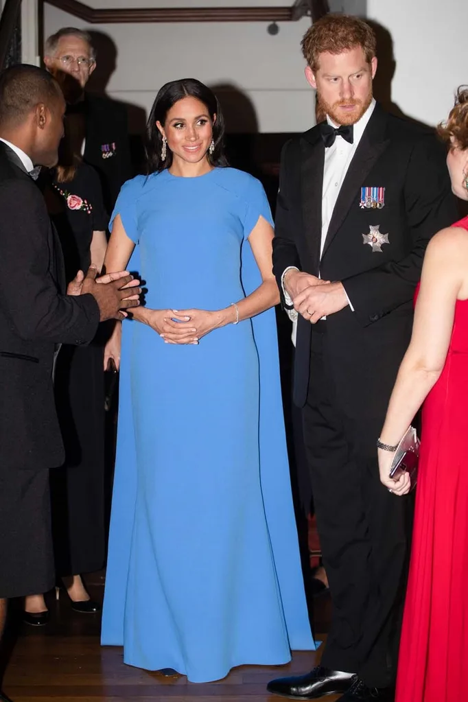 Meghan, Duchess of Sussex attend a state dinner hosted by the president of the South Pacific nation Jioji Konrote at the Grand Pacific Hotel on October 23, 2018 in Suva, Fiji