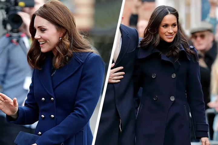 Kate Middleton Meghan Markle Navy Coat