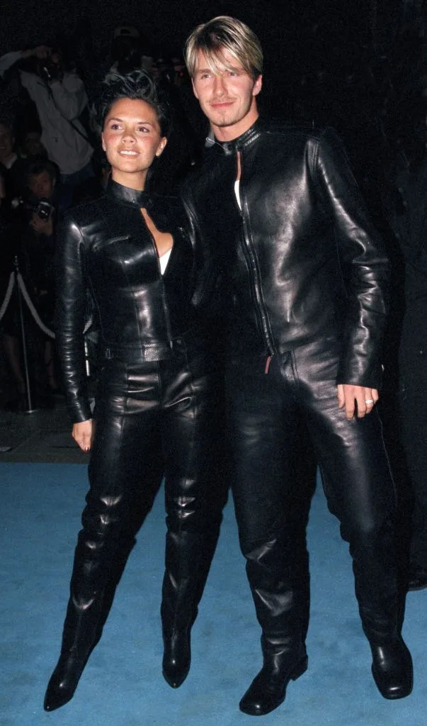 David and Victoria Beckham wore matching leather Versace outfits that David has said he regrets.