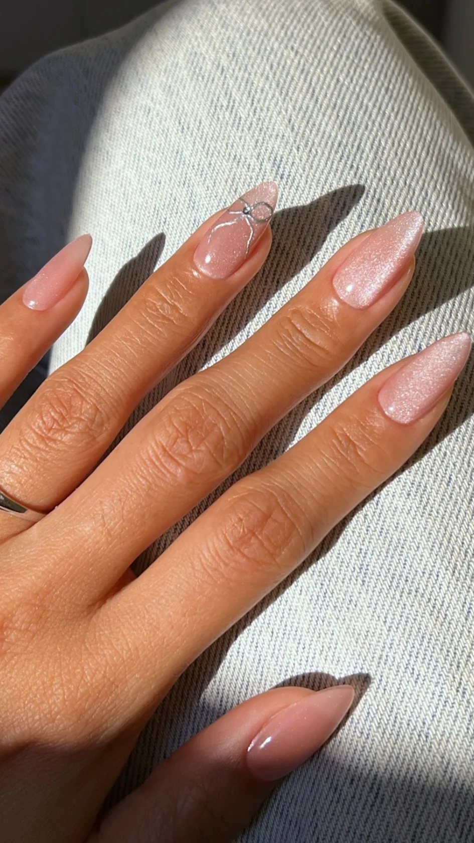 pink shimmer nails