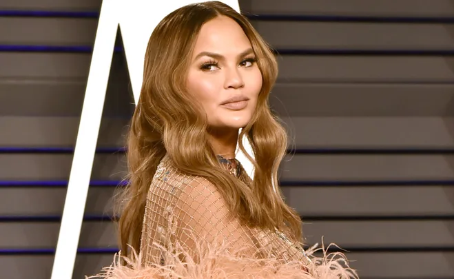 I don't know who this person is, but they are posed at an event, wearing a feathered, sheer gown with styled hair.