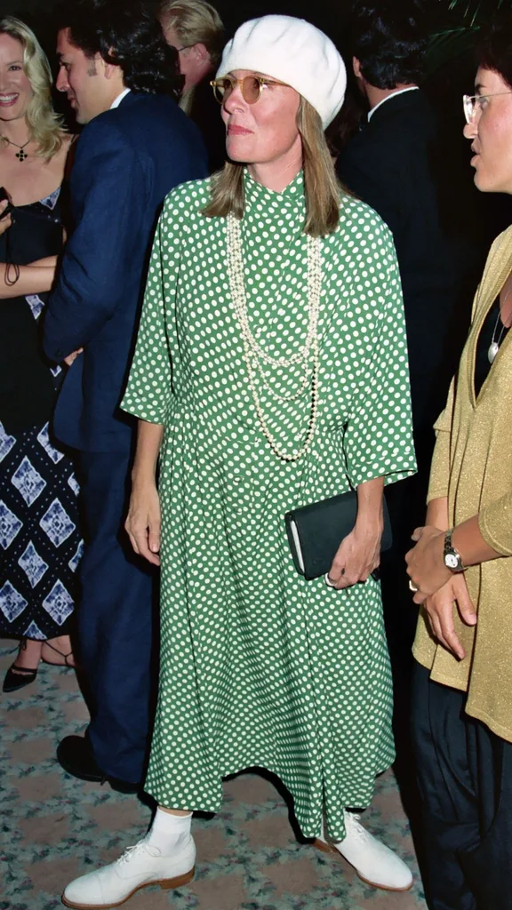 Diane Keaton green polkadot dress