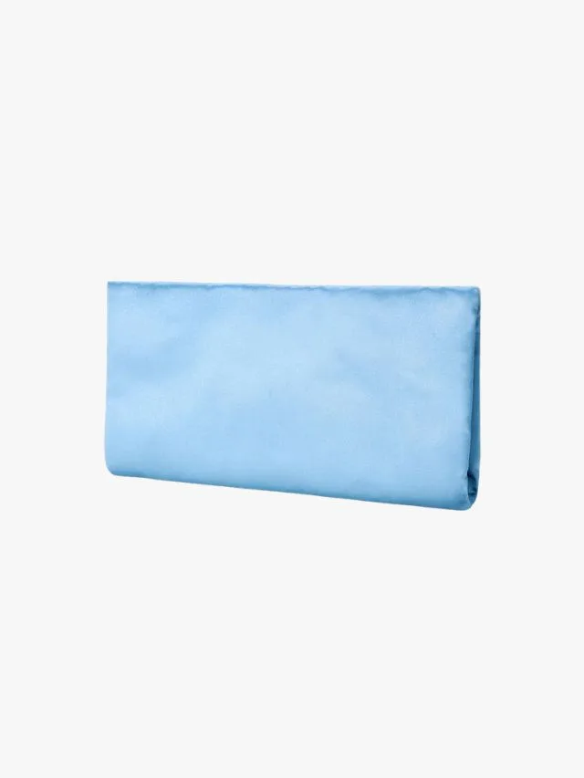 Staud Muse Clutch in satin sky blue 