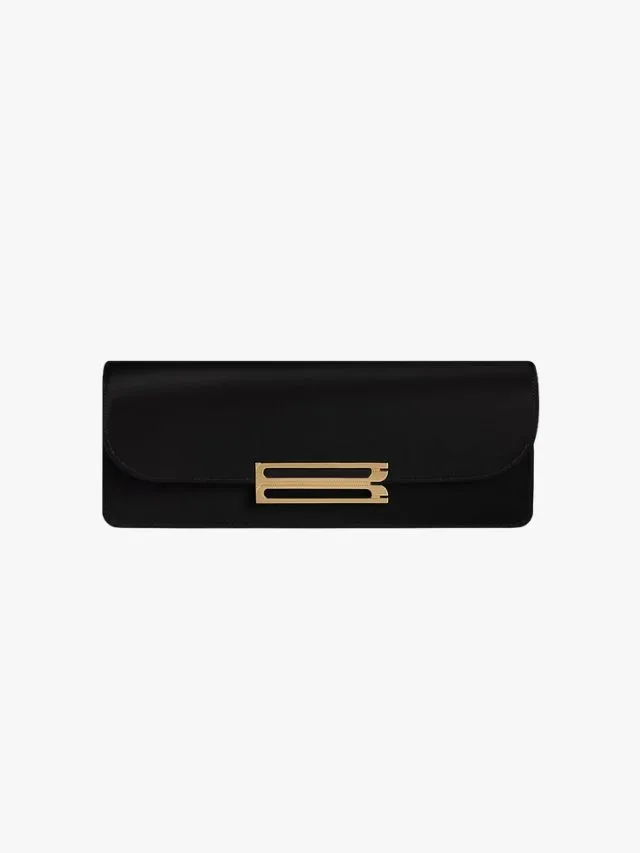 Victoria Beckham black satin east-west clutch