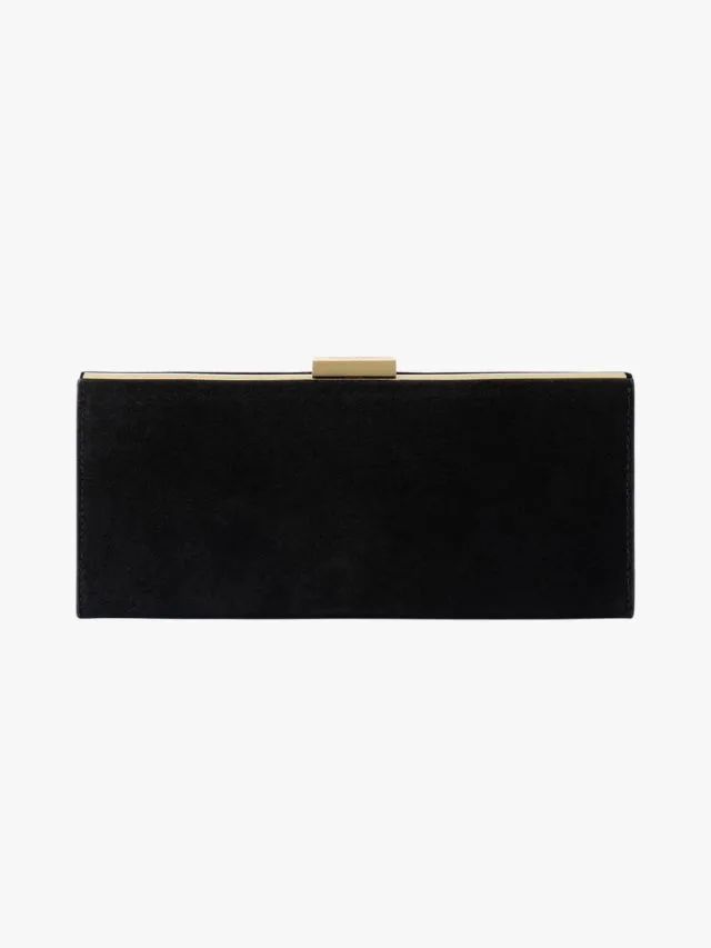 Olga Berg Lara black velvet clutch for wedding guests
