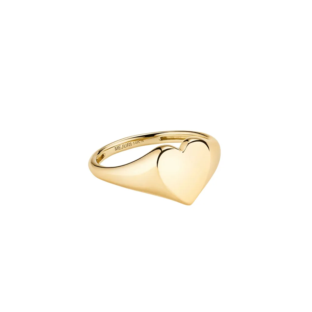 If you're wearing your heart on your sleeve type, this 14-karat gold signet ring from Mejuri is perfect for you. With a blank faced sweetheart shape, you can wear it plain or go for optional and complimentary engraving.   