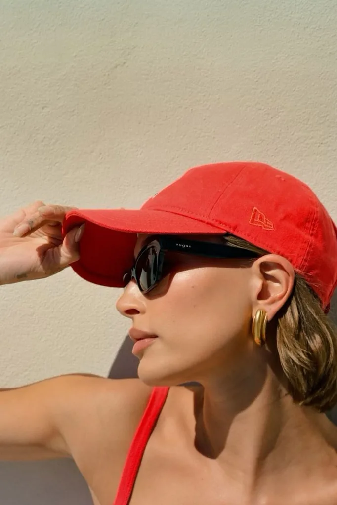 Hailey Bieber red cap