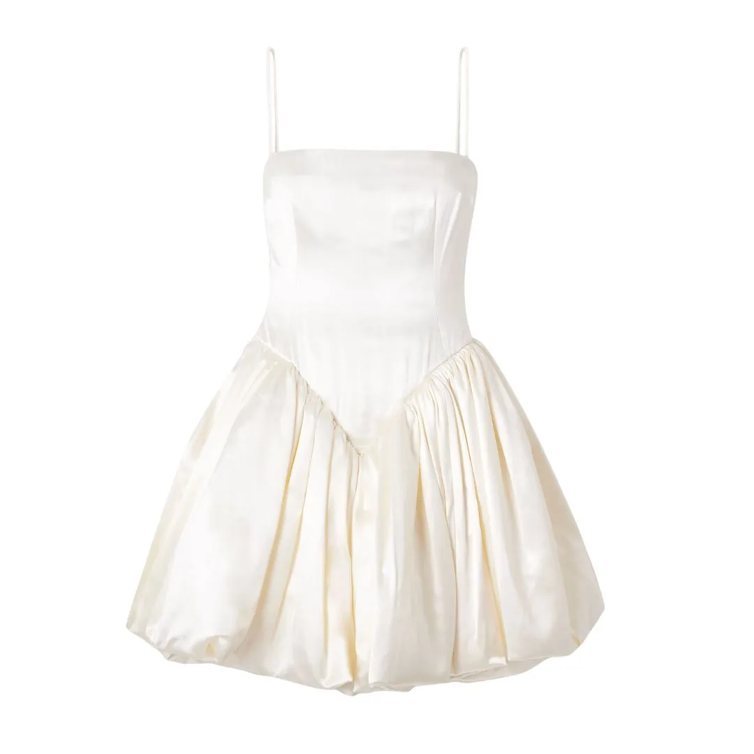 danielle frankle bubble hem mini dress in white