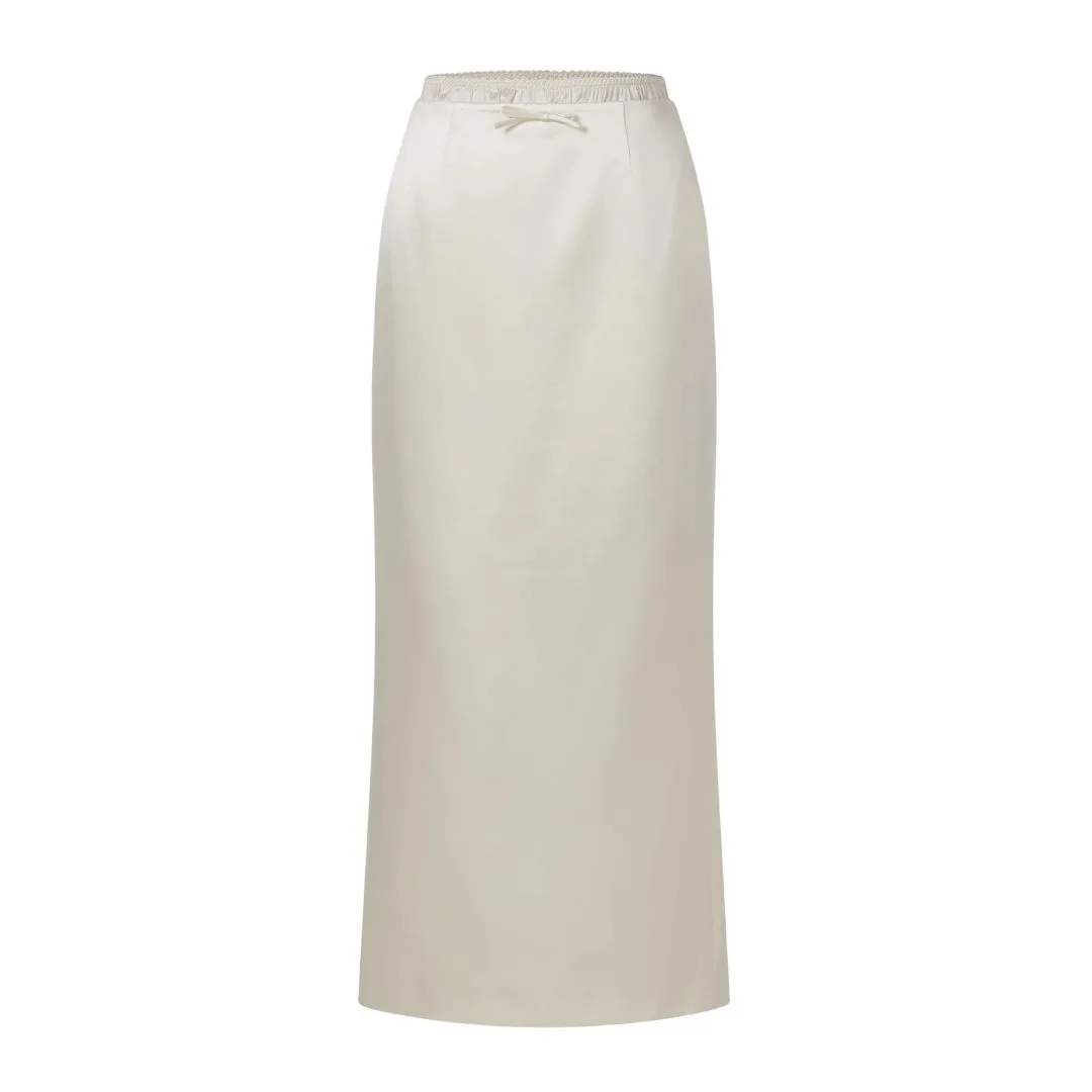 courtney zheng midid skirt in ivory silk 