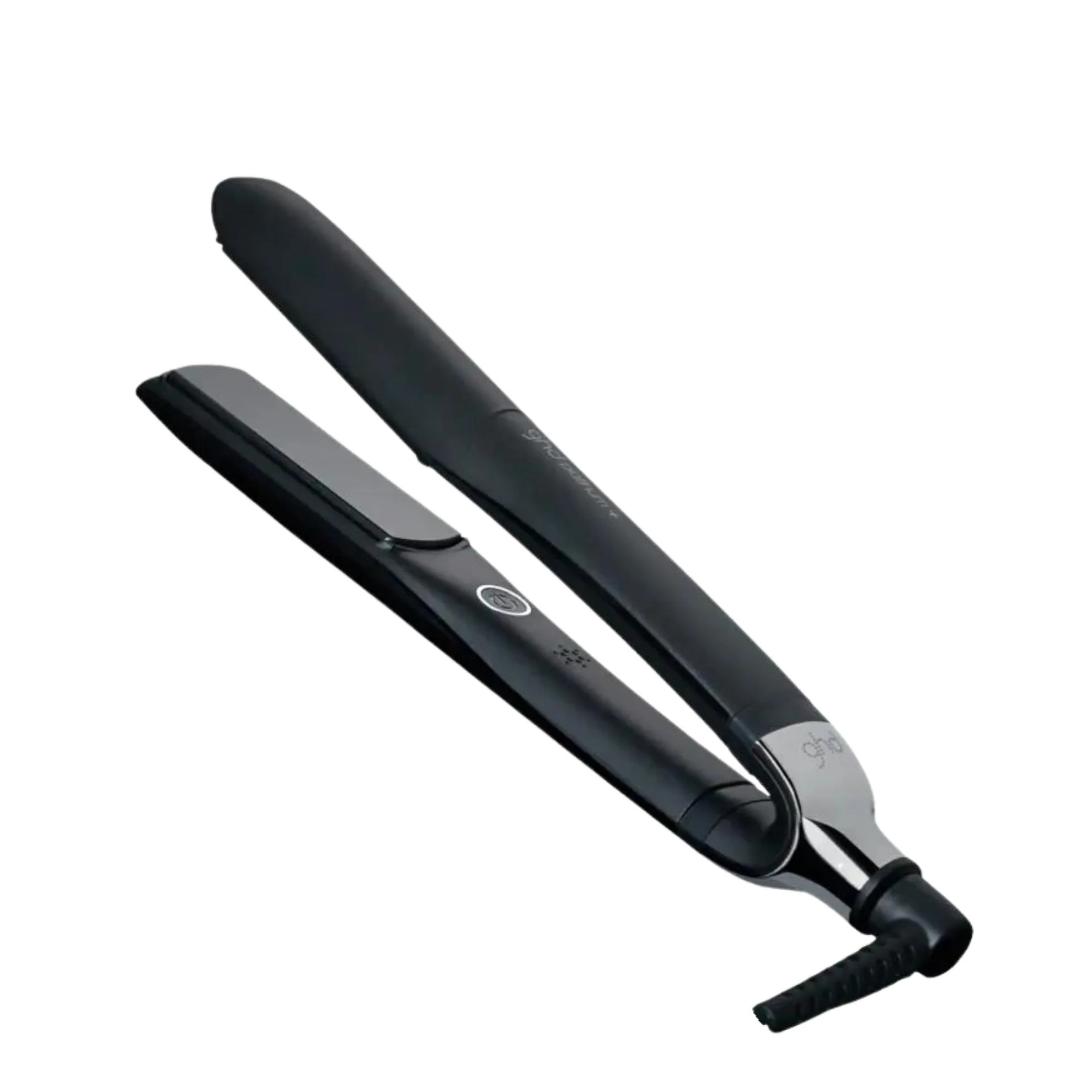 The black GHD Platinum + Straightener is black with a curved barrel for easy curling, and a swivel cord that allows the tool to move with your hair while straightening. It's "one pass" technology allows you to style your hair quickly, with minimum heat damage. Currently on sale at Adore Beauty for $332.00 (usually $415.00)